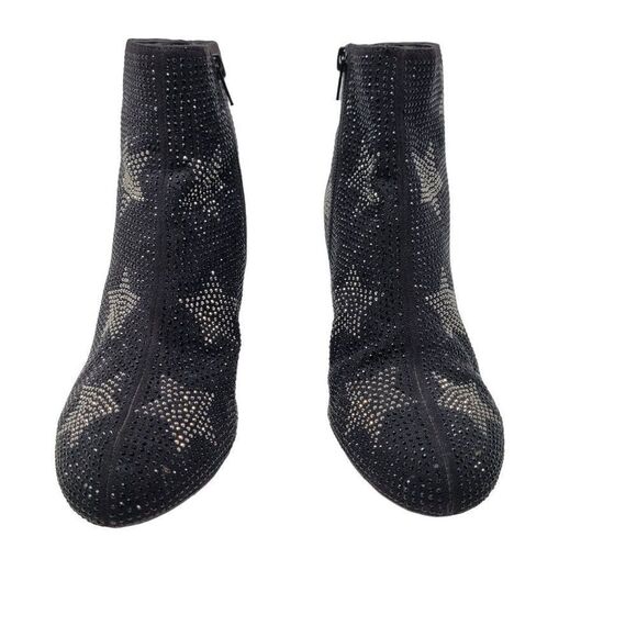 INC Floriann5 Ankle Booties 10 Black Sparkle‎ Silver Star Chunky Heel Holiday - Picture 2 of 11